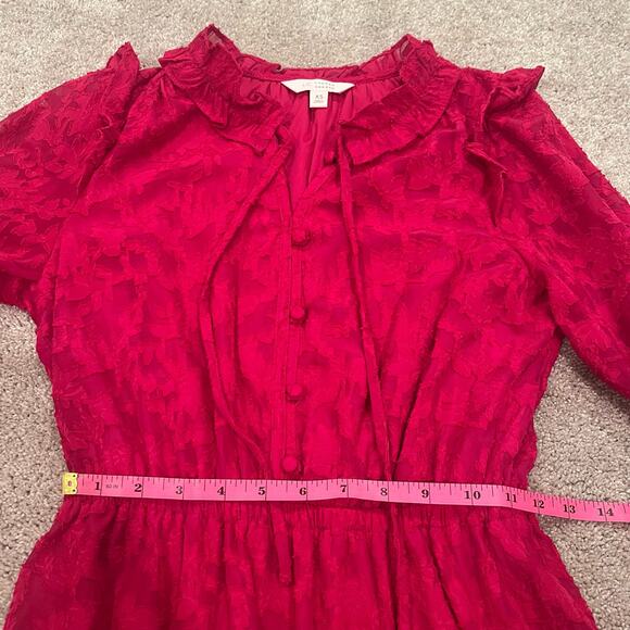 Lauren Conrad Bight Pink Longsleeve Dress Lace Detail Size XS - Picture 10 of 10